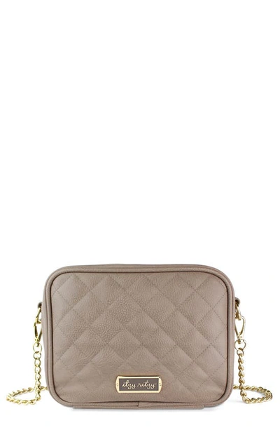Shop Itzy Ritzy Double Take Faux Leather Crossbody Diaper Bag In Taupe