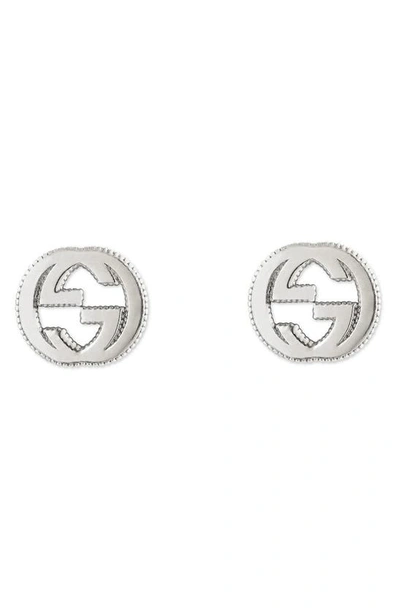 Shop Gucci Silver Interlocking-g Stud Earrings In Sterling Silver