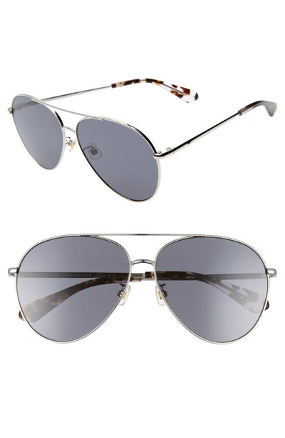 Shop Kate Spade Carolane 61mm Special Fit Polarized Aviator Sunglasses In Palladium