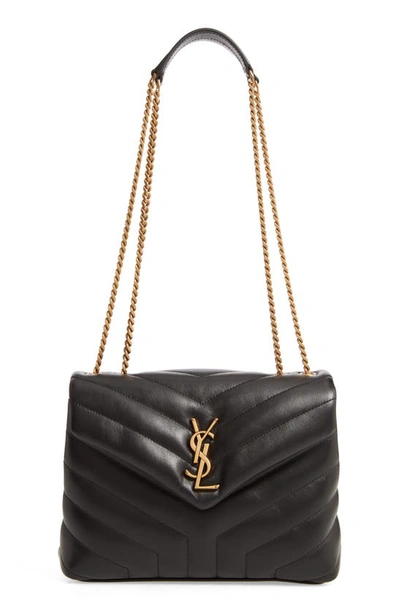 Shop Saint Laurent Small Loulou Chain Leather Shoulder Bag In Noir