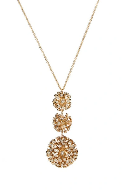 Shop Alexis Bittar Crystal Burst Triple Sphere Pendant Necklace In 10k Gold