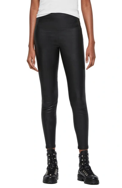 Shop Allsaints Cora Lambskin Leather Leggings In Black