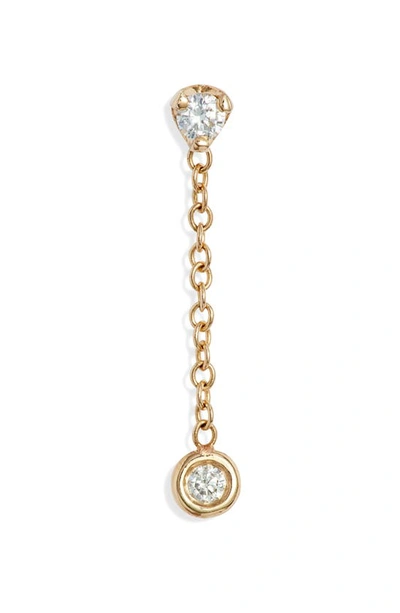 Shop Zoë Chicco Diamond Chain Stud Earring In Yellow Gold/ Diamond