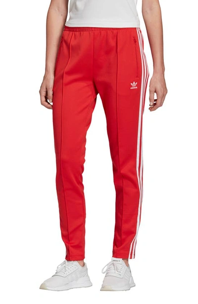 Shop Adidas Originals 3-stripes Track Pants In Lush Red/ White