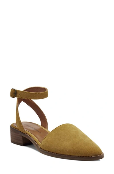 Shop Lucky Brand Linore Ankle Strap Pump In Golden Yellow Suede