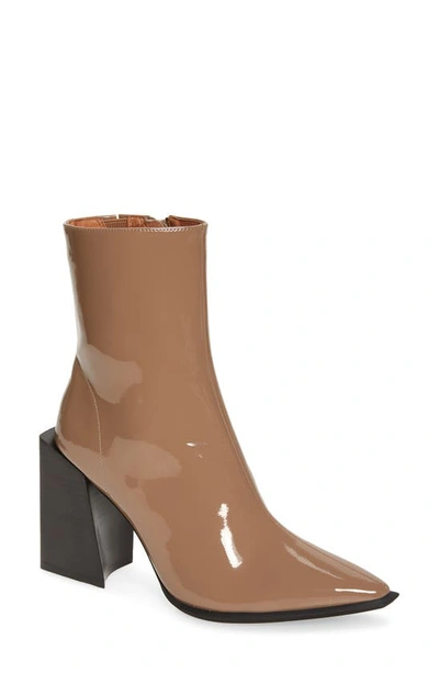 Shop Jeffrey Campbell La-siren Bootie In Taupe Patent