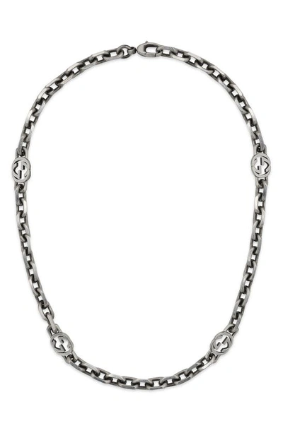 Shop Gucci Interlocking Silver Link Necklace