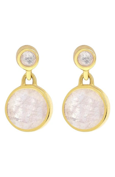 Shop Dean Davidson Signature Droplet Drop Stud Earrings In Moonstone/gold
