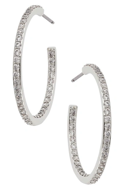 Shop Ajoa Cubic Zirconia Hoop Earrings In Silver