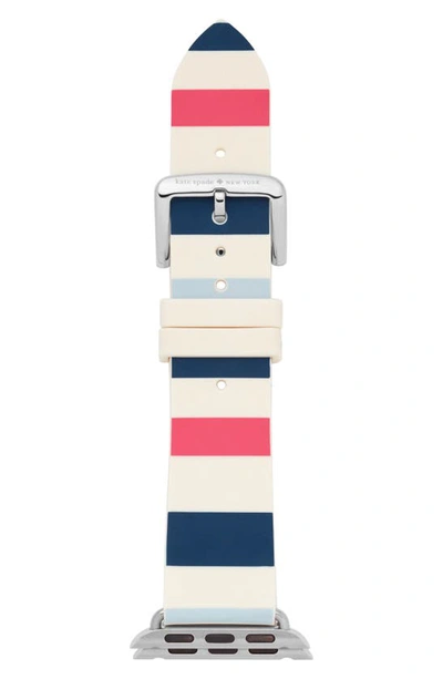 Shop Kate Spade Apple Watch Strap, 38mm In Blue/ White/ Pink