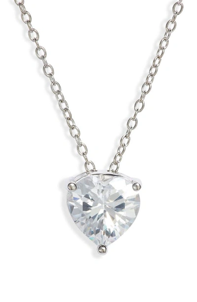 Shop Nordstrom 2ct Tw Sterling Silver Cubic Zirconia Heart Pendant Necklace In Clear- Silver