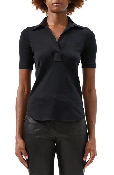 Shop Helmut Lang Skinny Cotton Polo In Black