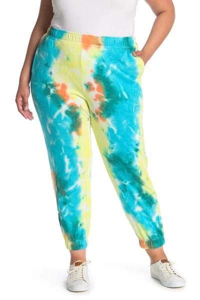 Shop Afrm Tazo Knit Joggers In Teal/yellow Tie Dye