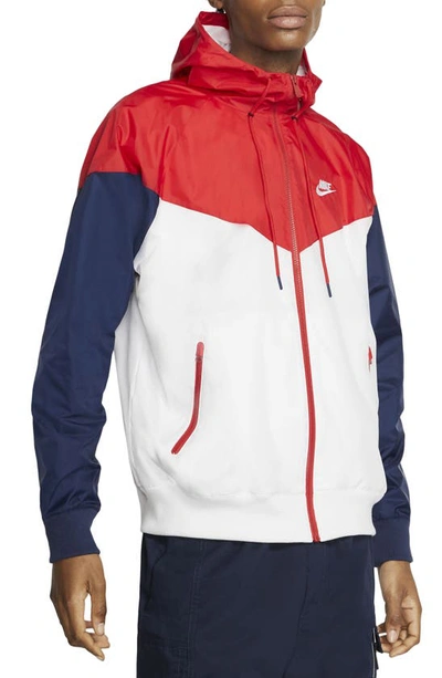 Shop Nike Sportswear Windrunner Jacket In White/red/midnight Navy