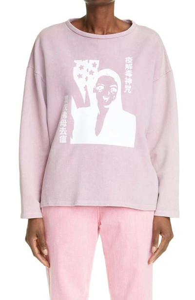 Shop Liberal Youth Ministry Unisex Anime Graphic Sweatshirt In Acid Pink