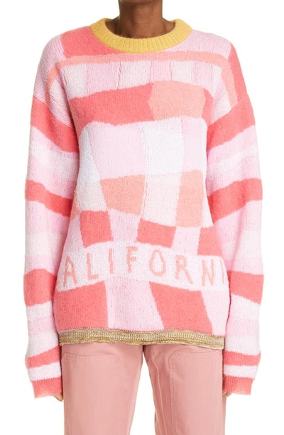 Shop Erl California Cotton Blend Sweater In Pink