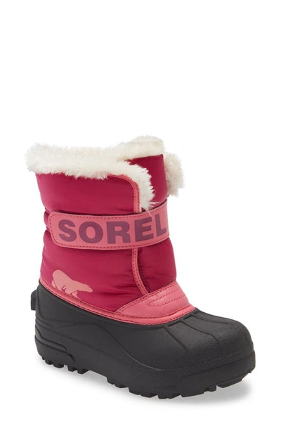Shop Sorel Snow Commander Insulated Waterproof Boot In Tropic Pink/ Deep Blush