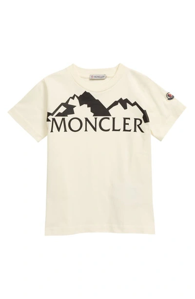 Shop Moncler Mountain Logo Graphic Tee In Natural