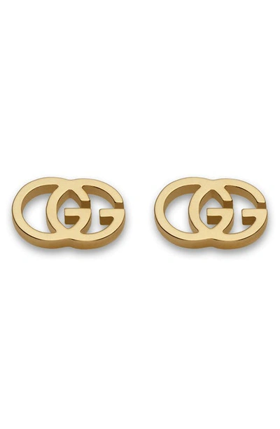 Shop Gucci Double-g Stud Earrings In Yellow Gold