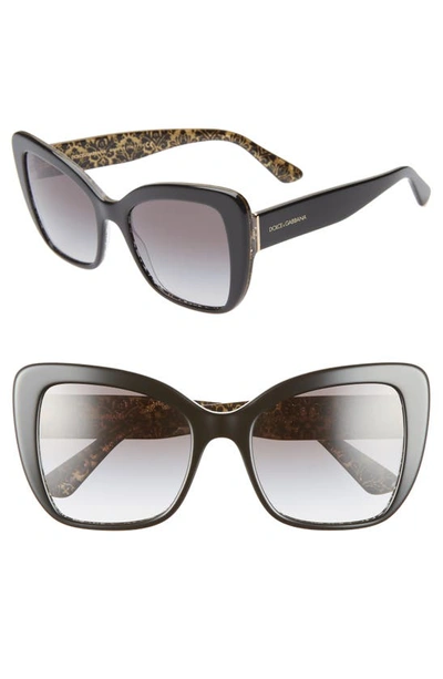 Shop Dolce & Gabbana 54mm Gradient Butterfly Sunglasses In Black