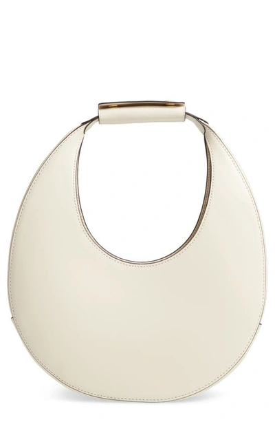 Shop Staud Leather Moon Bag In Cream