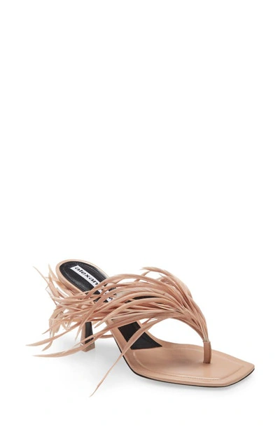 Shop Alexander Wang Ivy Feather Slide Sandal In Sand Stone