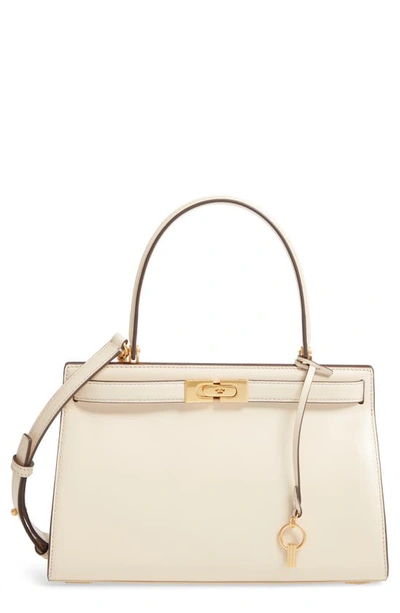 Shop Tory Burch Small Lee Radziwill Leather Bag In New Cream