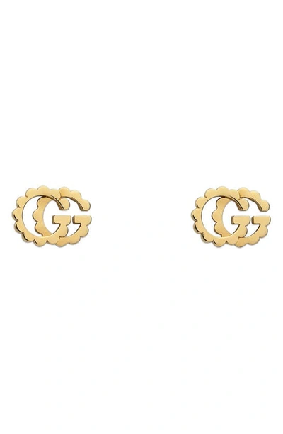 Shop Gucci Gg Running 18k Gold Studs In Yellow Gold