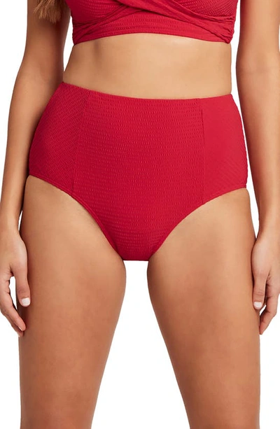 Shop Sea Level High Waist Bikini Bottoms In Red