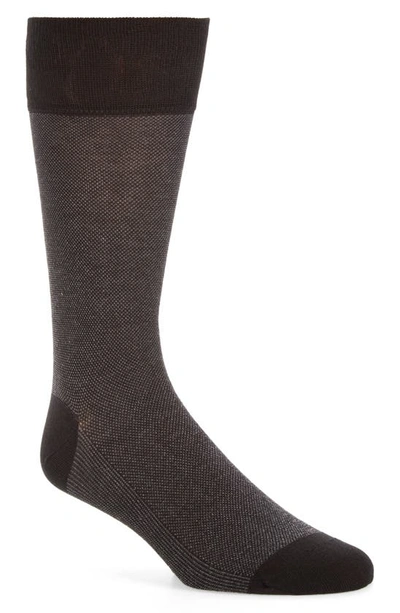 Shop Cole Haan Piqué Texture Crew Socks In Black