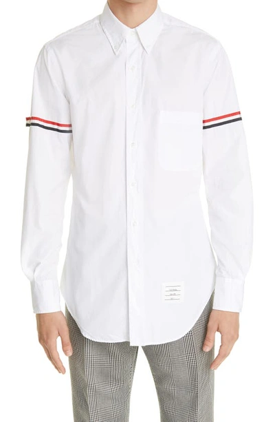 Shop Thom Browne Rwb Armband Button-down Shirt In White