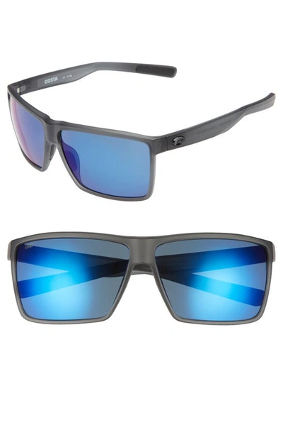 Shop Costa Del Mar Rincon 63mm Polarized Sunglasses In Smoke Crystal/ Blue Mirror