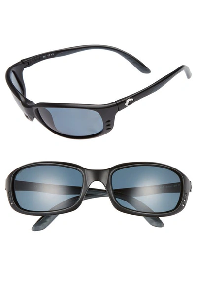 Shop Costa Del Mar Brine Polarized 60mm Sunglasses In Matte Black/ Grey