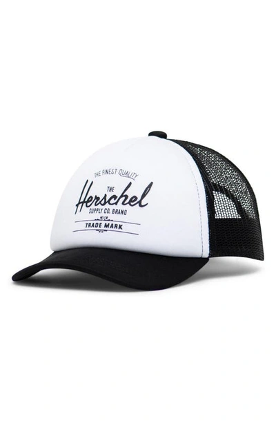 Shop Herschel Supply Co Whaler Snapback Baseball Cap In Black/white