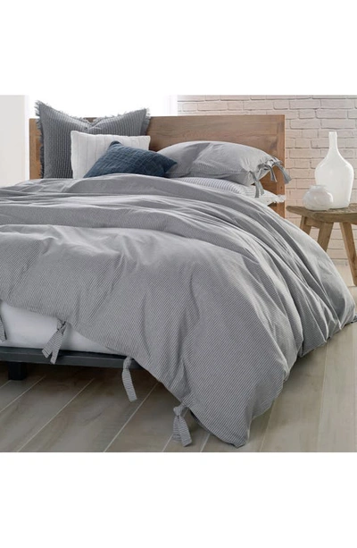 Shop Dkny Pure Stripe 144 Thread Count Duvet Cover In Grey