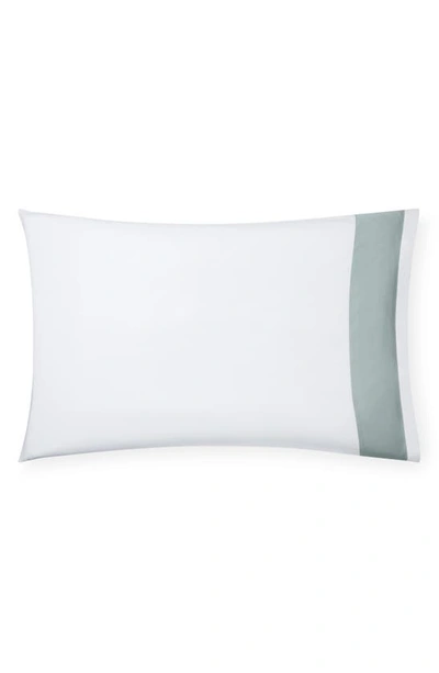 Shop Sferra Casida 200 Thread Count Pillowcase In White/ Seagreen