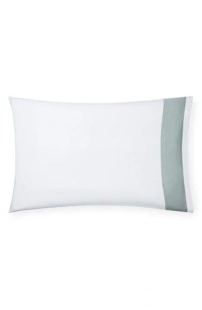 Sferra Casida 200 Thread Count Pillowcase In White/ Seagreen