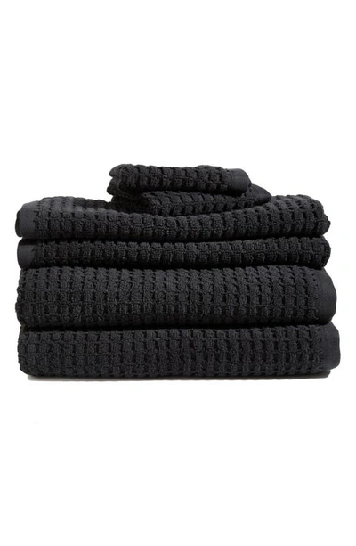 Shop Dkny Quick Dry 6-piece Bath Towel, Hand Towel & Washcloth Set In Black