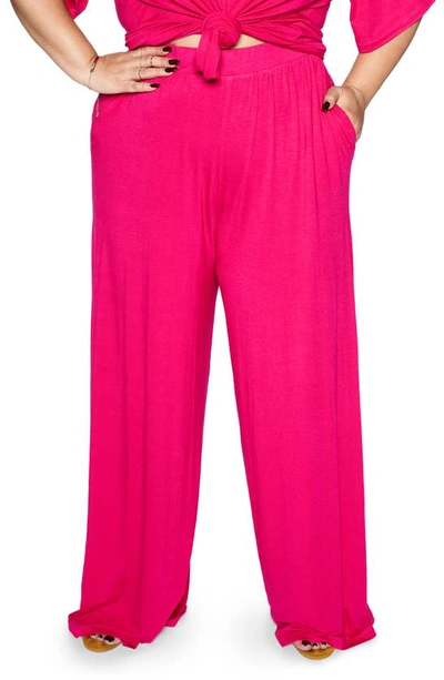 Shop Zelie For She Sedona Leisure Wide Leg Pants In Hot Pink