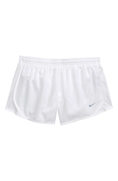 Shop Nike Kids' Dry Tempo Running Shorts In White/ White/ Wolf Grey