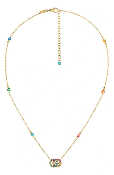 Shop Gucci Running-g Semiprecious Stone Pendant Necklace In Yellow Gold