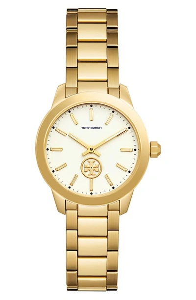 Shop Tory Burch Collins Bracelet Watch, 32mm In Gold/ Ivory/ Gold