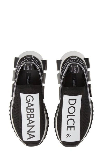 Shop Dolce & Gabbana Sorrento Logo Slip-on Sneaker In Black/ White
