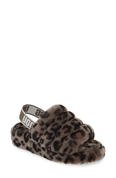 Shop Ugg Fluff Yeah Genuine Shearling Slingback Sandal In Pink Leopard