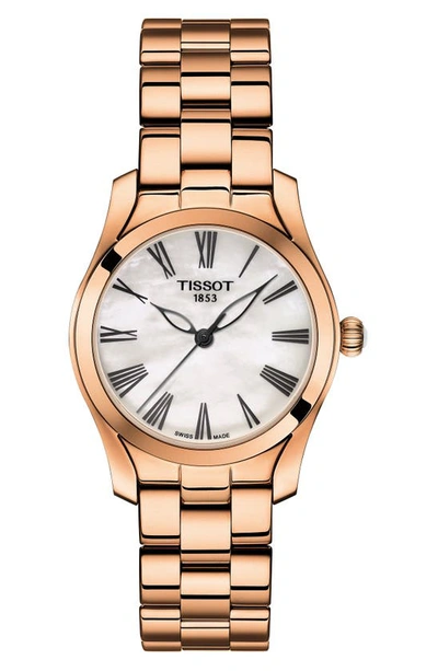 Shop Tissot T-wave Bracelet Watch, 30mm In Rose Gold