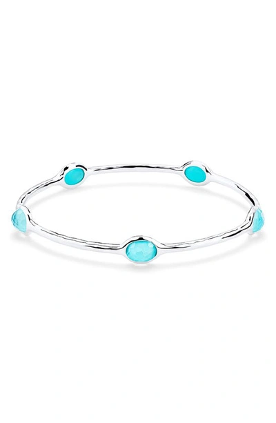 Ippolita Sterling Silver Rock Candy Turquoise & Rock Crystal Doublet Bangle Bracelet In Silver