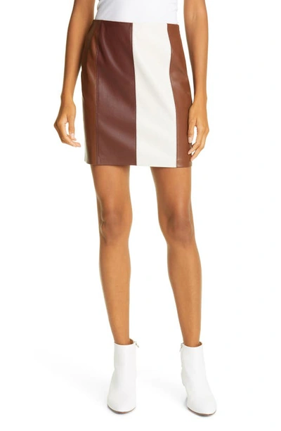 Shop Nanushka Luyu Colorblock Faux Leather Skirt In Brown Patch