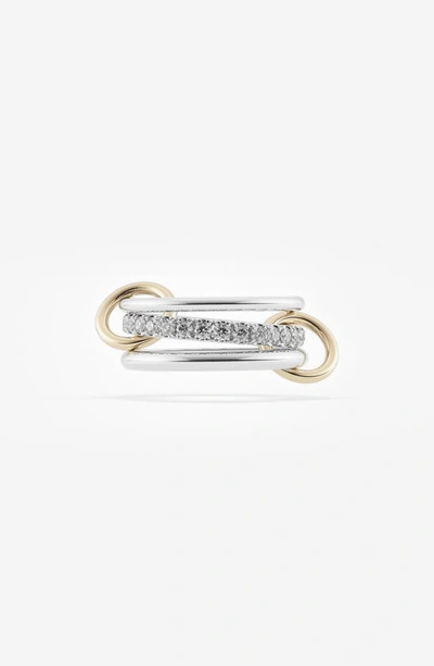 Shop Spinelli Kilcollin Petunia Linked Diamond Rings In Yellow Gold/ Silver