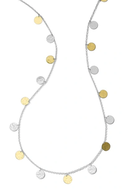 Shop Ippolita Hammered Disc Necklace In Yellow Gold/ Silver