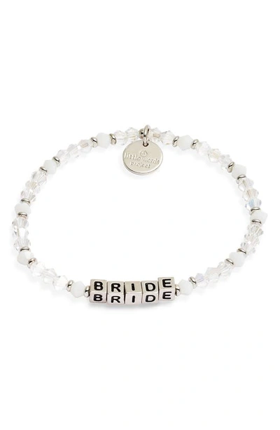 Shop Little Words Project Bride Stretch Bracelet In White/ Silver